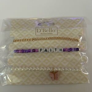D'Bello Purple FAITH Beaded Bracelet Set